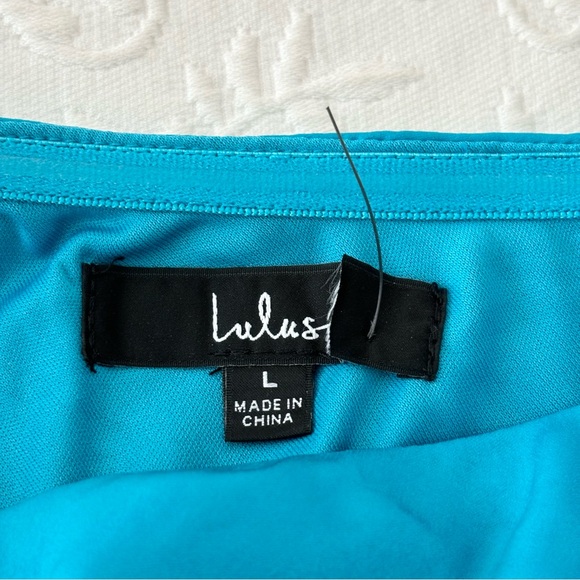 NWOT Lulus Exquisite Excellence Turquoise Satin Strapless Maxi Dress Large - Picture 4 of 7